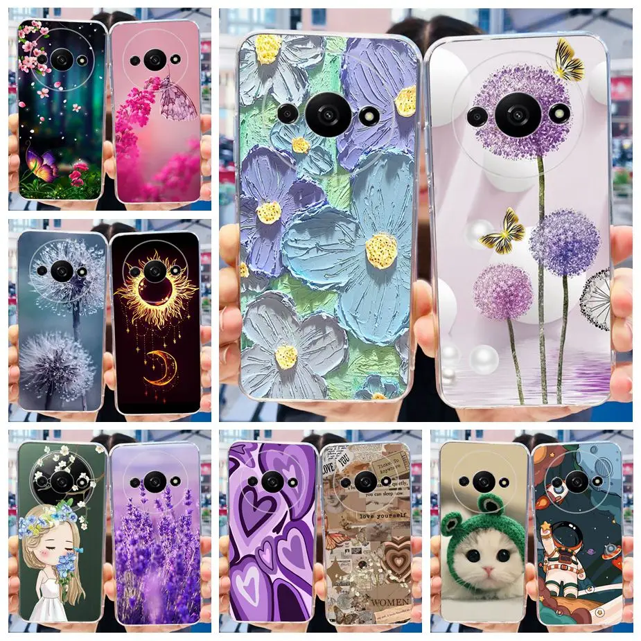 Para Xiaomi Redmi A3 funda de lujo pintada funda de teléfono de TPU suave de silicona transparente de 6,71 pulgadas para Xiaomi Redmi A3 RedmiA3 parachoques