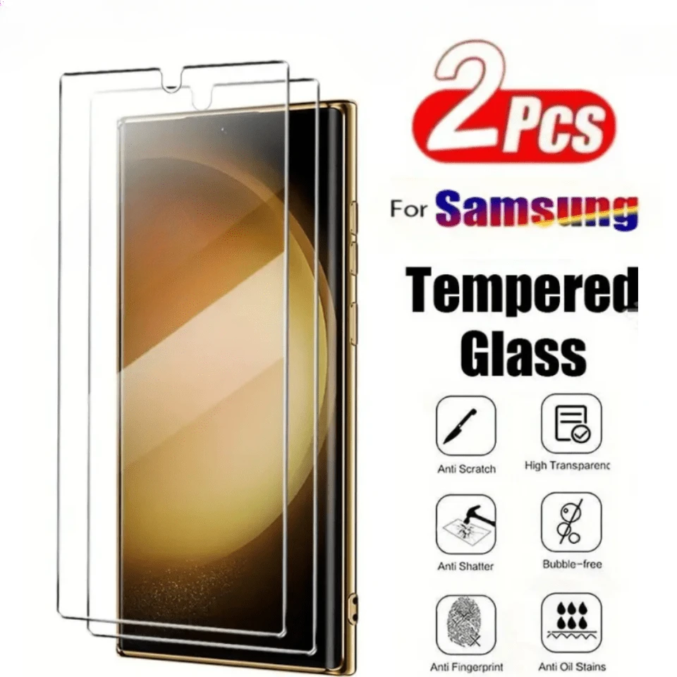 2 uds vidrio templado para Samsung Galaxy S25 S24 22 S23 S21 Ultra S24 FE Protector de pantalla para Samsung Note 20 10 S10 S9 Plus HD