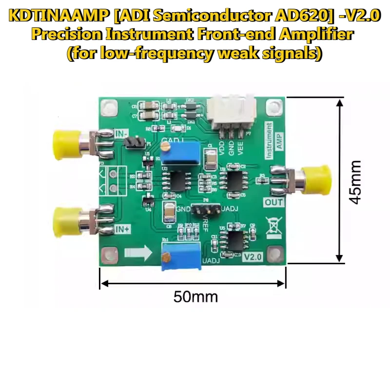 Módulo amplificador AD620, suministro dual, instrumentación, amplificador de microvoltios/millones de precisión, amplificador de alta ganancia KDTINAAMP-017 - imagen 4