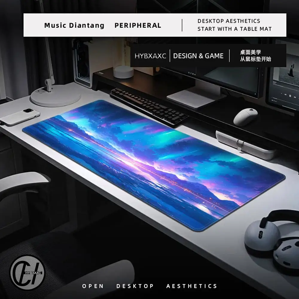 Arctic Night Sky-alfombrilla de ratón grande para ordenador, alfombrilla de goma antideslizante para mesa de juegos, XXL, para escritorio - imagen 3