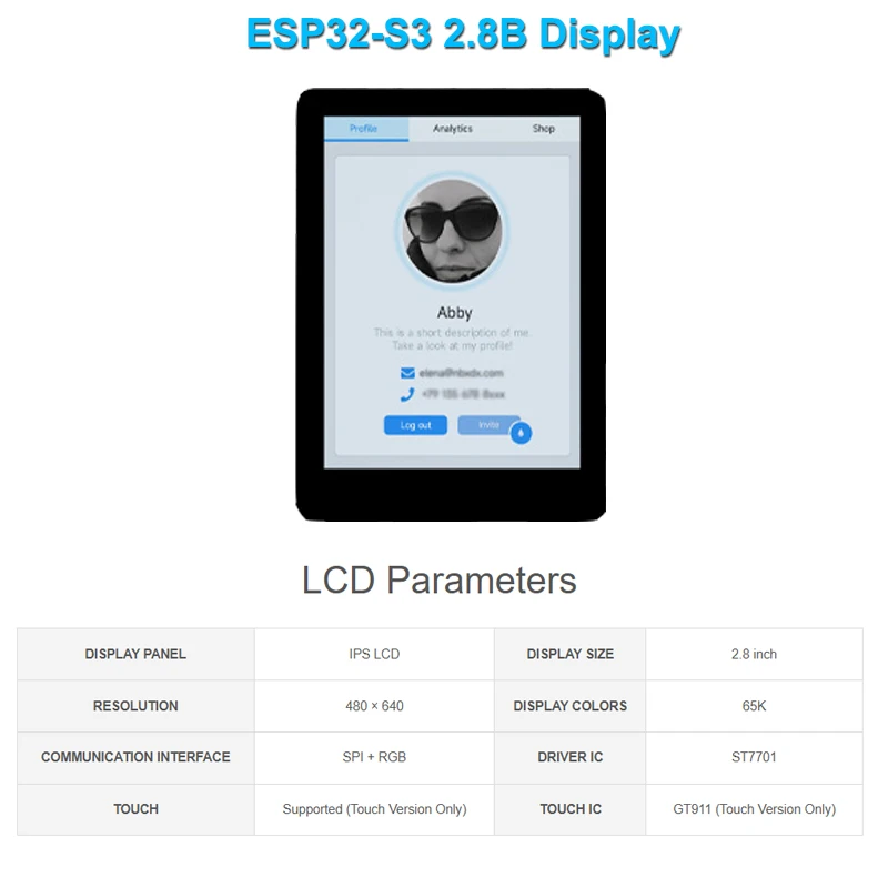 Waveshare ESP32-S3 Placa de desarrollo de pantalla IPS de 2,8 pulgadas tipo B 480X640 pantalla táctil ESP32 soporte de pantalla ESP-IDF Arduino IDE - imagen 2