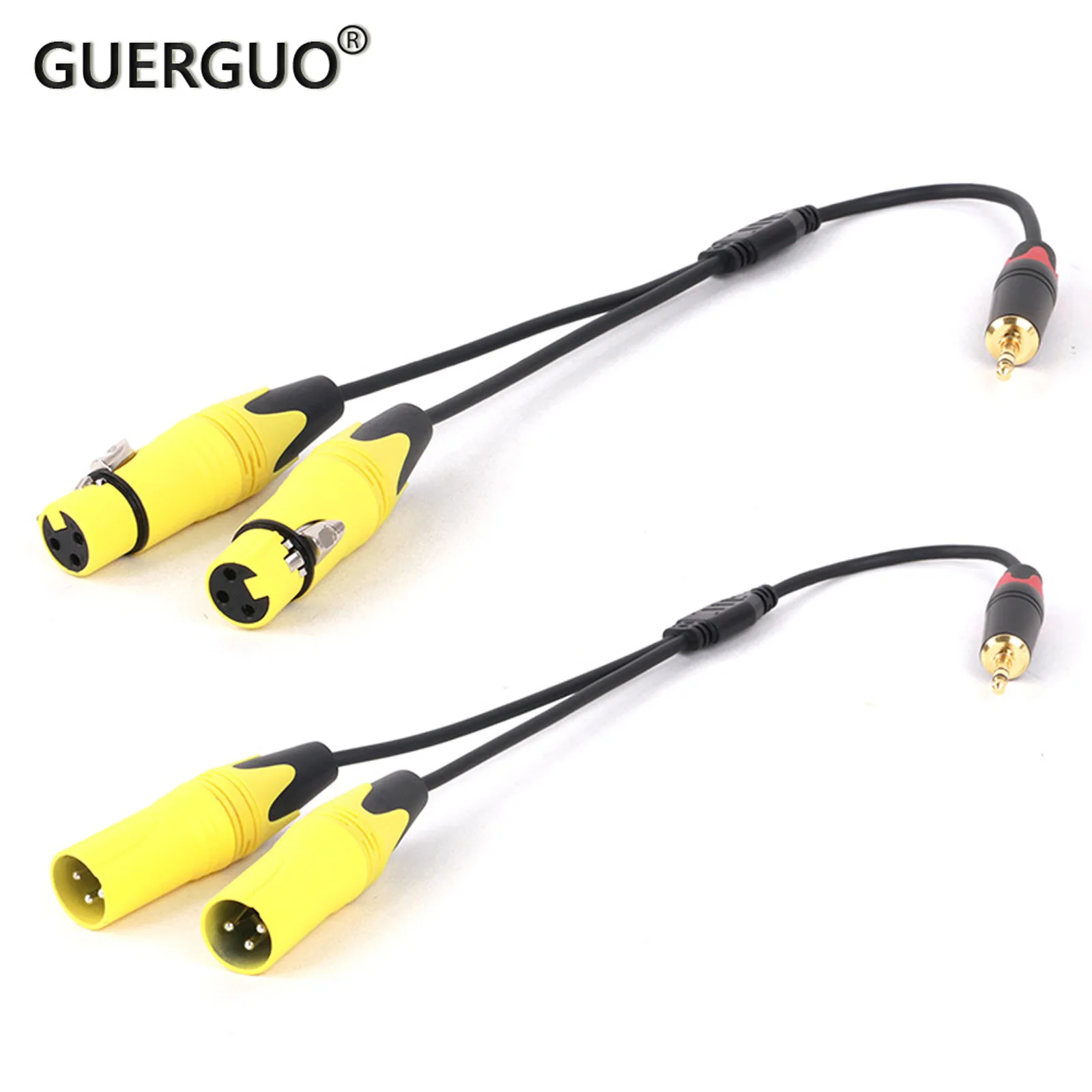 Guguo-Cable macho/hembra de 3,5mm a 2 XLR, adaptador Multicolor de 3 pines para PC, auriculares, Amp, MP3, consola de mezcla, Hi-Fi, 3,5mm, 1 unidad