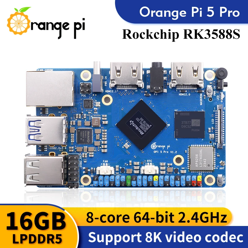 Orange Pi 5 Pro 4 8 16GB Ram ordenador de placa única RK3588S LPDDR5 Wifi5.0-BT5 Placa de desarrollo M2.0 compatible con SSD Orange Pi 5Pro - imagen 2