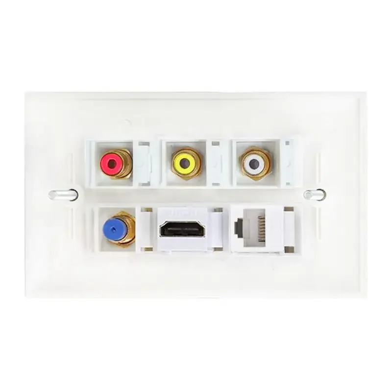 Cable de red de cabeza F de TV de 6 puertos, Puerto CAT6, Audio Lotus, vídeo, RCA, Audio, HDMI, Compatible con toma de pared, Panel Multimedia - imagen 5