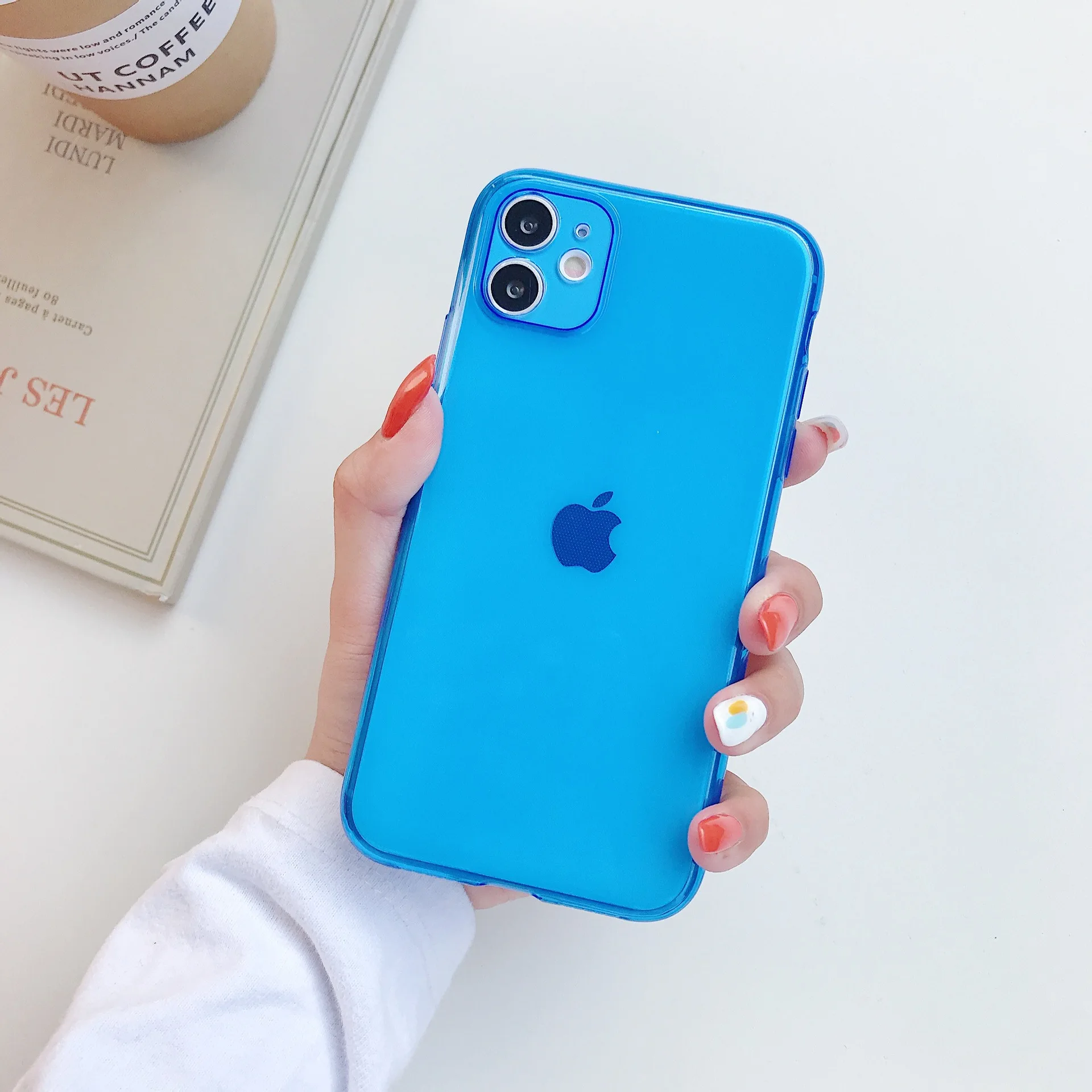 Funda de teléfono de silicona transparente de Color caramelo para iPhone 16 Pro Max 15 Plus 14 16Pro 16Plus iPhone16 accesorios de cubierta azul naranja - imagen 3