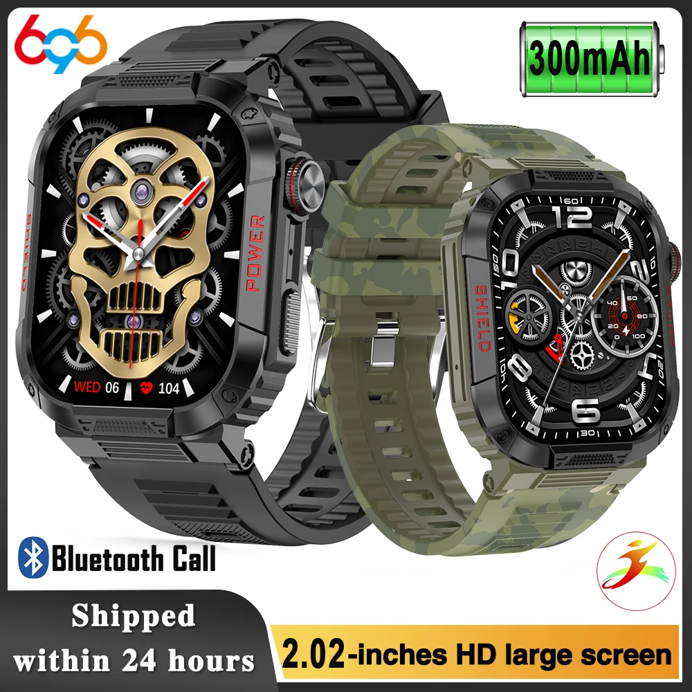 Reloj inteligente con llamada de diente azul de 2,02 pulgadas IP68, resistente al agua, para deportes, Fitness, reloj inteligente para exteriores, asistente de voz, monitor de ritmo cardíaco y sueño