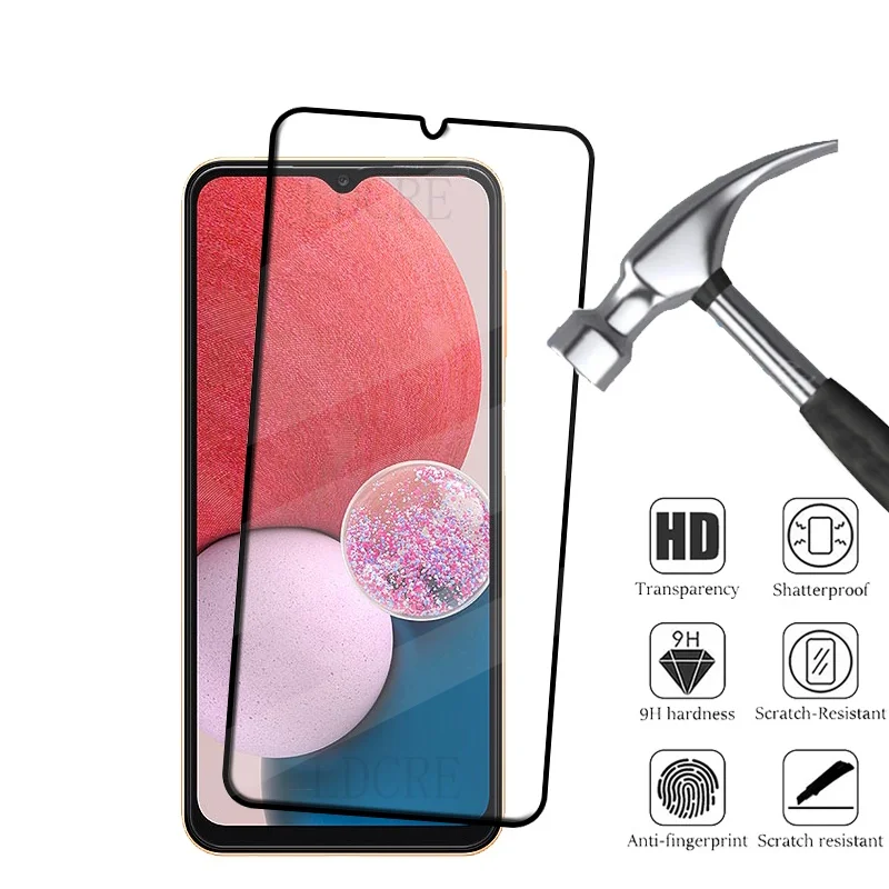 4 Uds para Samsung A13 vidrio Samsung Galaxy A13 vidrio templado 9H cubierta protectora completa pegamento para Protector de pantalla Samsung A13 A 13 - imagen 3
