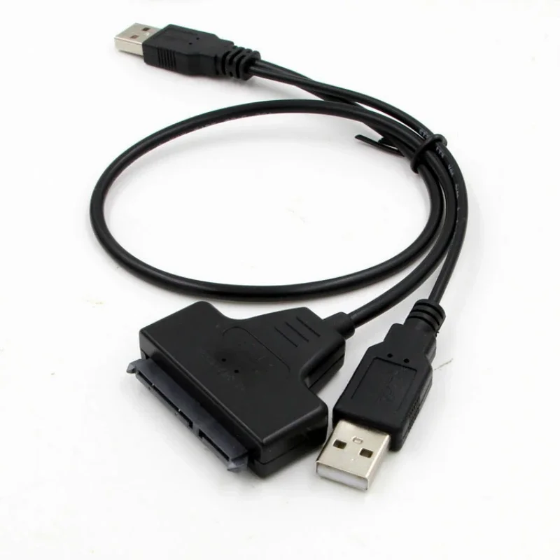 Cable adaptador USB 2,0 a SATA 7 + 15 pines 22 pines para unidad de disco duro HDD de 2,5 pulgadas Dual USB 2,0 a SATA 22 pines - imagen 3