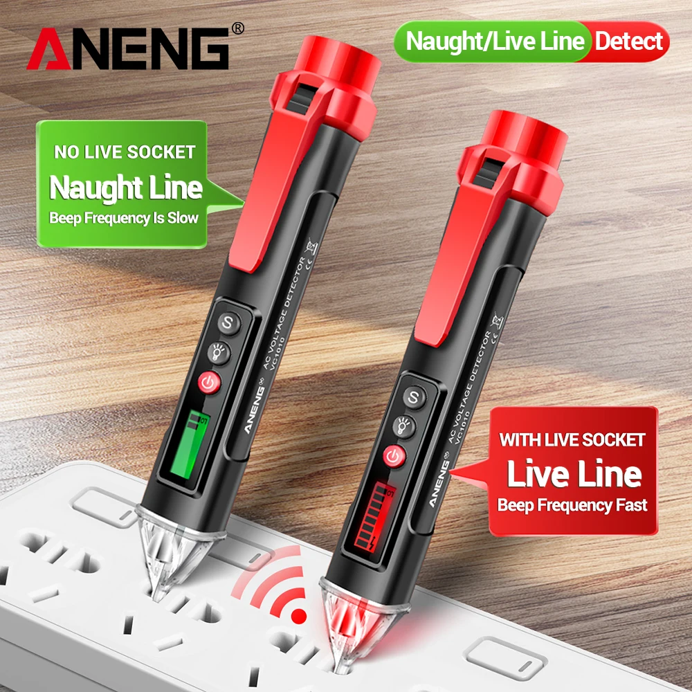 Probador de pluma de voltaje ANENG VC1010 12-1000V AC Detector de doble sensibilidad NCV comprobador automotriz hogar DIY Volt Stick herramientas de cable vivo