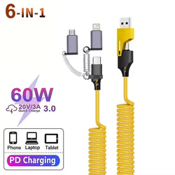 Cable USB-C telescópico PD 60 W con conectores múltiples