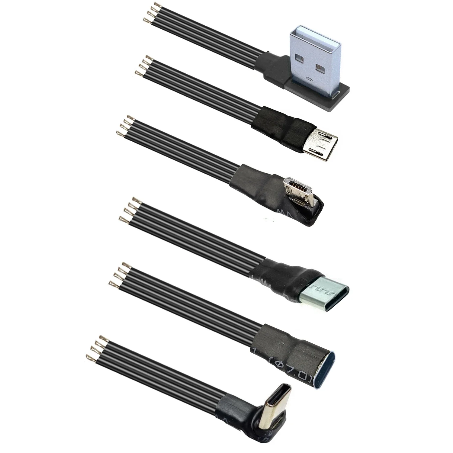 5CM-3M DIY Android micro mini tipo C cable de datos USB cable estañado de un solo cabezal cable de soldadura de 4 núcleos - imagen 3