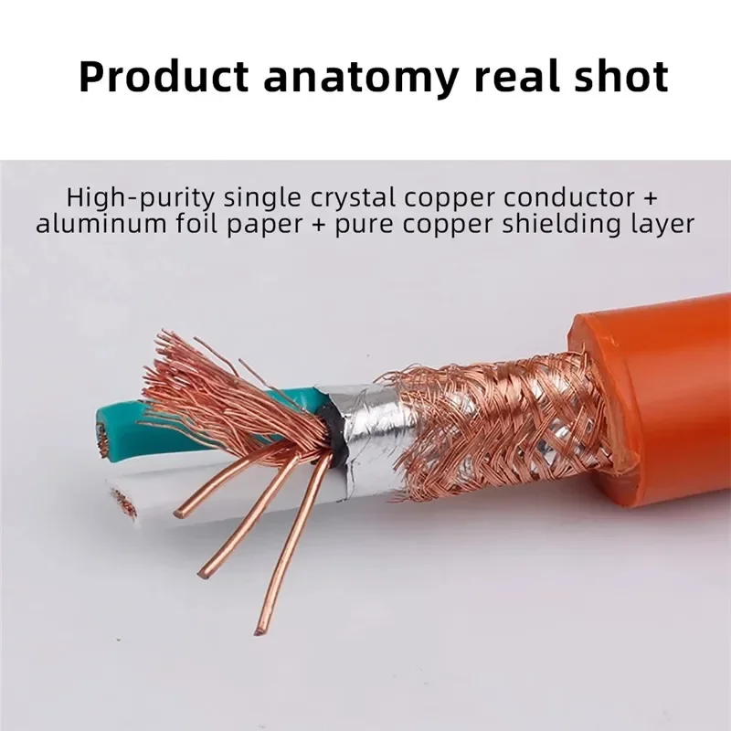 Cable de alimentación audiófilo Cables de Audio Hifi 7N OCC Cable de altavoz de cobre de un solo cristal 17mm DIY Amp CD reproductor de DVD amplificador naranja - imagen 5