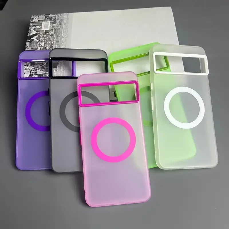 Nueva funda trasera magnética para Google Pixel 10Pro 10 Pro XL 9A 9 Pro XL 8Pro 8A Color caramelo hecho transparente PC TPU para resistencia a los golpes - imagen 2