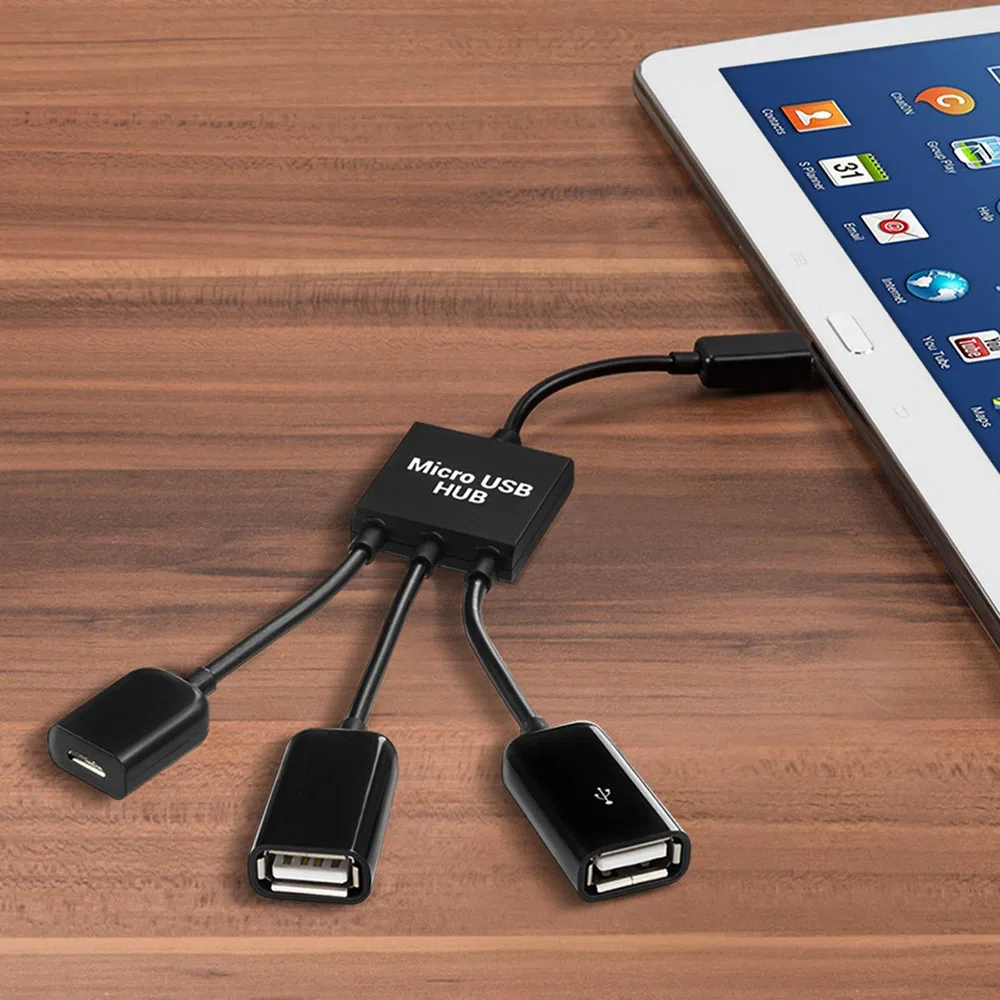 Adaptador de concentrador OTG Micro USB TYPE-C 3 en 1 para teléfono inteligente/tableta divisor Micro USB Compatible con Apple, Samsung, Lenovo, Asus - imagen 5
