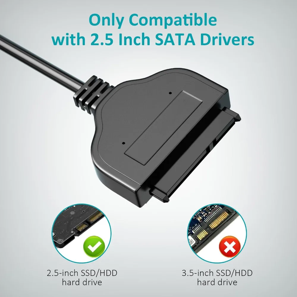 Cable SATA a USB Adaptador de disco duro SATA III USB 3.0 a 2,5” Convertidor externo para transferencia de datos SSD y HDD de 2,5 pulgadas 5Gps - imagen 2