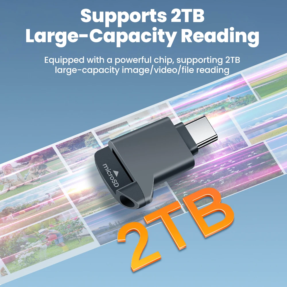 Mini lector de tarjetas USB2.0 tipo C tipo C2.0 macho a adaptador de lector de tarjetas TF para iphone 15 16 17 Samsung PC portátil lector de tarjetas tipo C - imagen 5