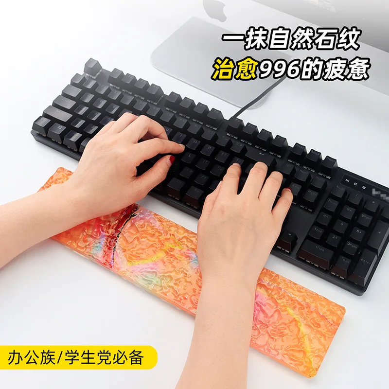Reposamanos para teclado acrílico, diseño de piedra personalizado, ondulación de agua, ergonomía, reposapiés para teclado mecánico 75% 80%, regalo - imagen 2