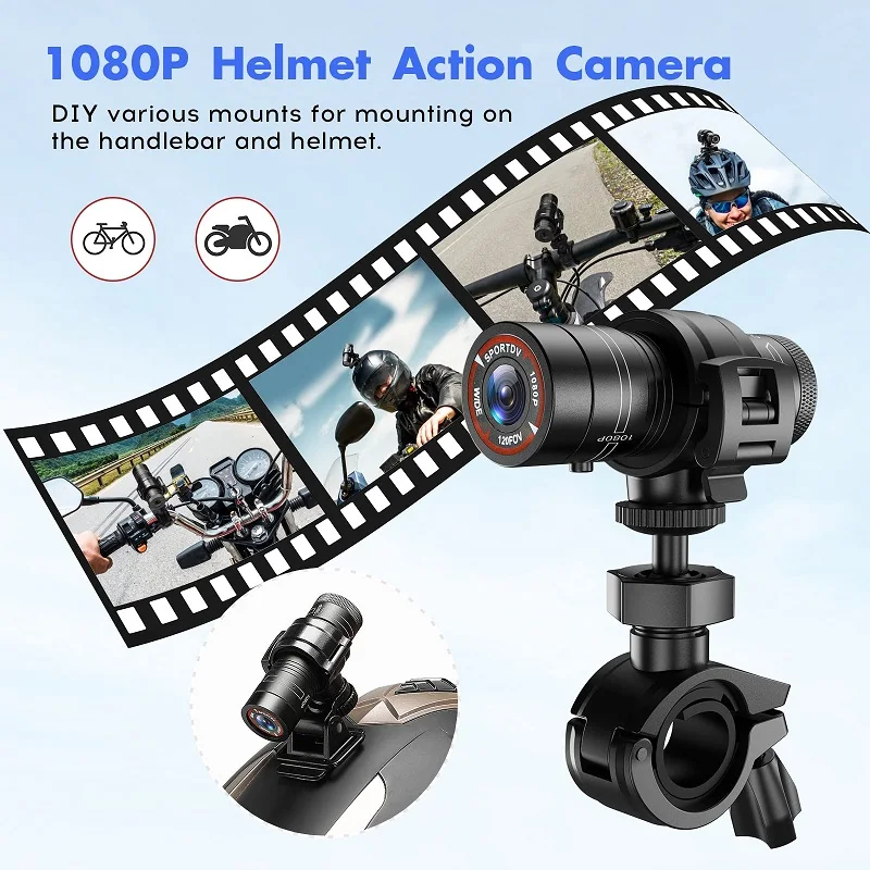 Mini cámara deportiva DV de acción, linterna para casco, vídeo Full HD 1080P, Ideal para bicicleta, ciclo, motocicleta, videocámara impermeable - imagen 3