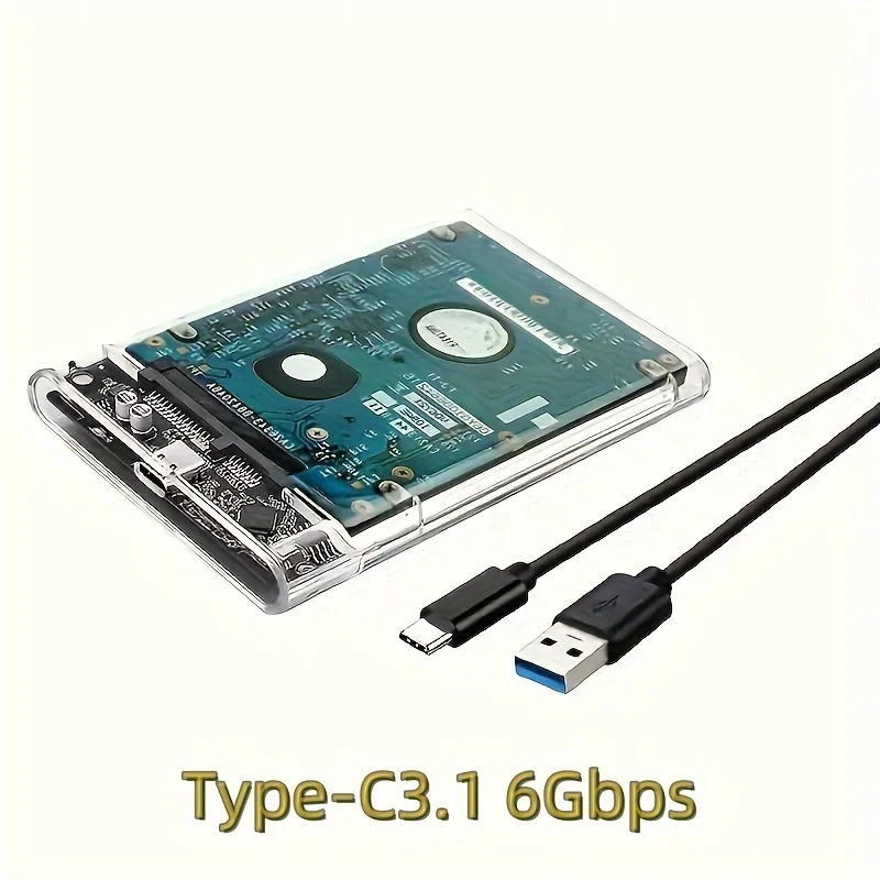Caja de disco duro portátil transparente, 2,5 pulgadas, USB 3,0, lectura externa, ordenador portátil de escritorio, Sata, SSD mecánico, estado sólido - imagen 2