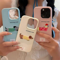 Funda iPhone 16 Pro Max Perro Salchicha Litchi – Protección Antigolpes