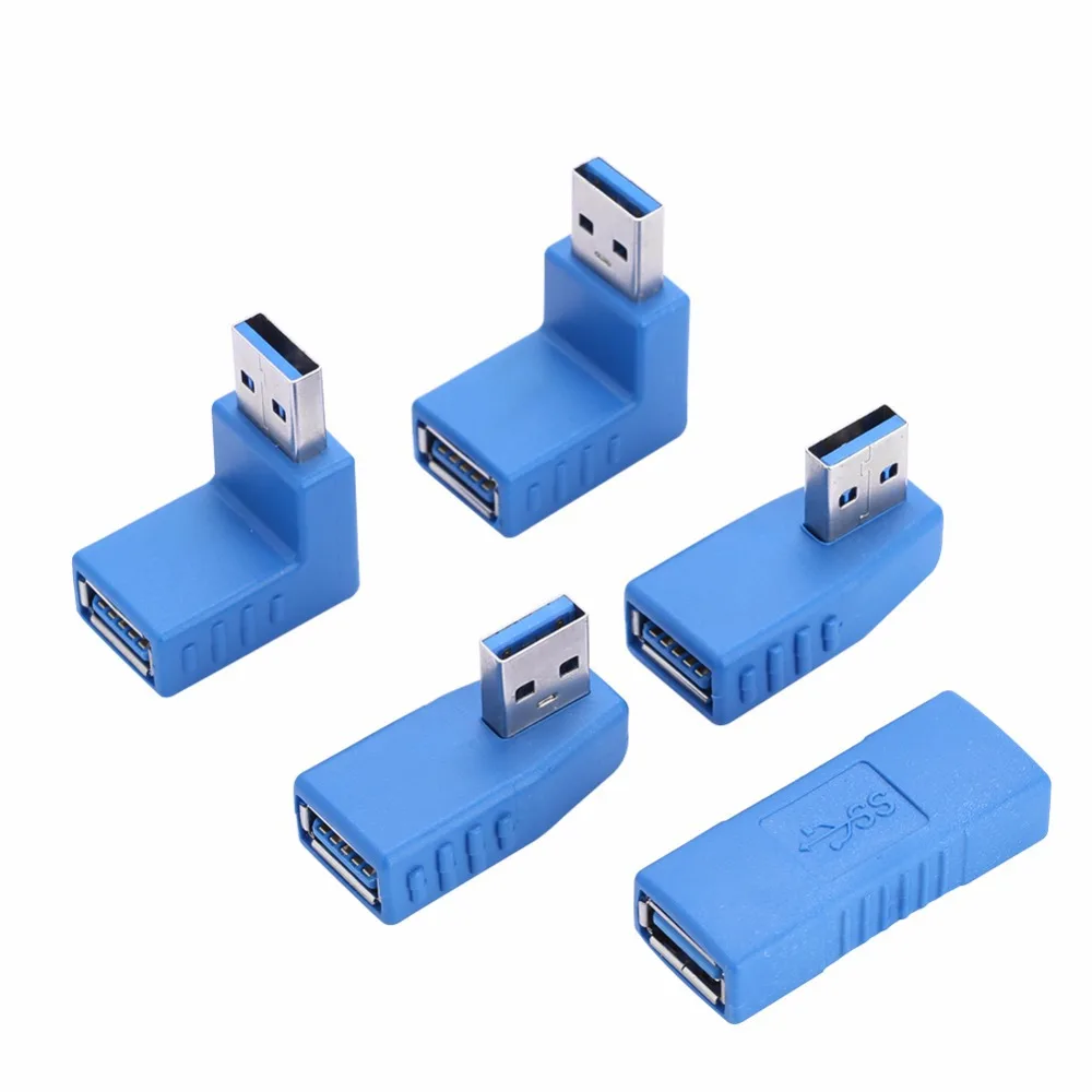 Conector USB 2,0/3,0 90 grados Vertical izquierdo derecho arriba abajo en ángulo USB tipo A macho a hembra adaptador convertidor M/F negro/azul - imagen 2