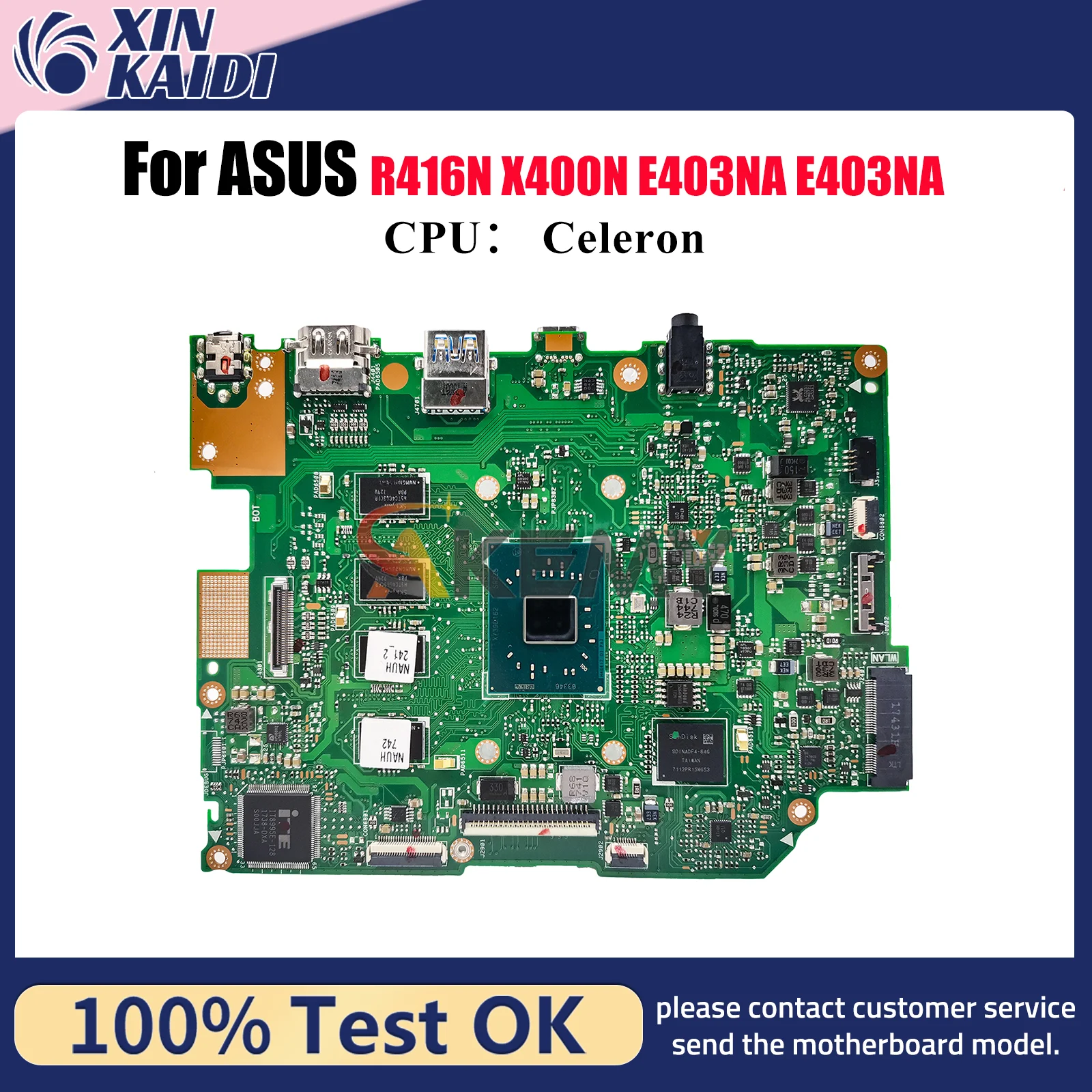 Placa base para ordenador portátil E403NA para ASUS EeeBook R416N E403N E403NA X400N placa base para portátil con CPU Celeron 100% pruebas OK envío rápido