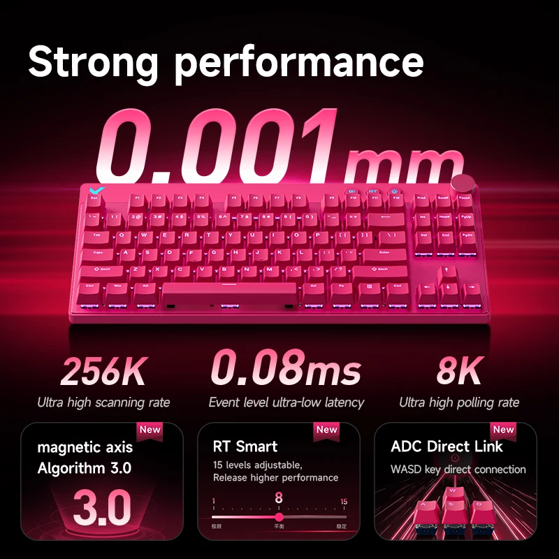 MCHOSE MIX 87 teclado con interruptor magnético teclado para juegos por cable RGB 8K + 256K E-sport 0,08 ms PC de baja latencia 0,001 mmRT teclado personalizado - imagen 4