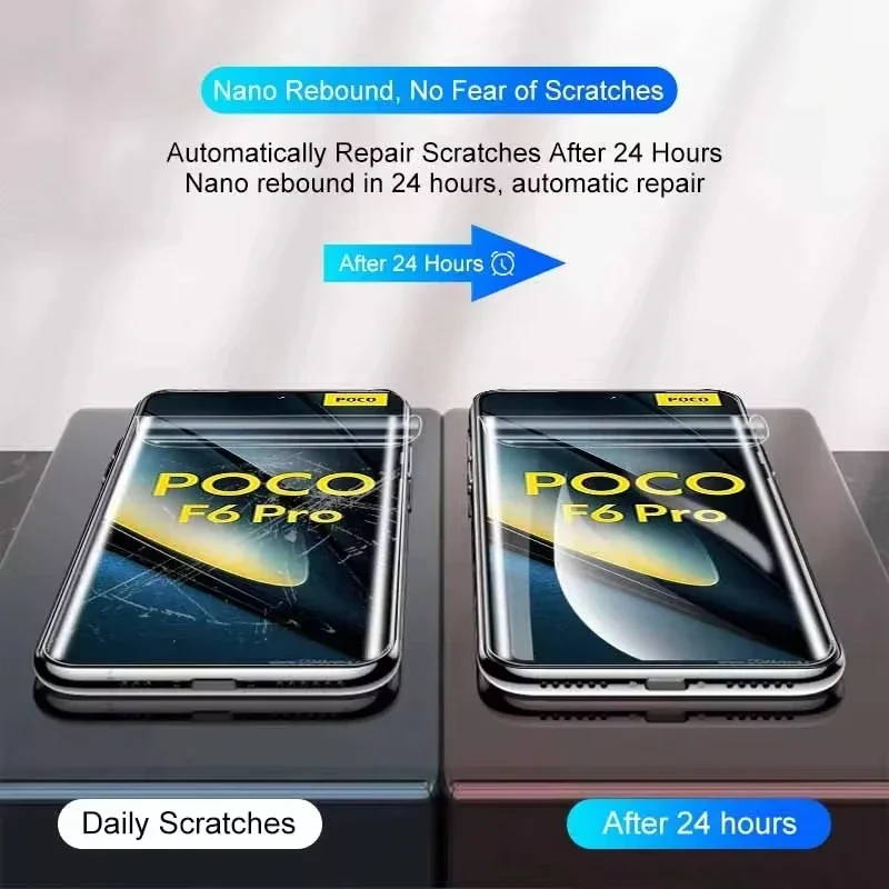 Película de hidrogel 8 en 1 para Xiaomi POCO F6 X6 M6 M5S C65 C40 F2 F3 F4 M3 M4 M5 X3 NFC X4 GT X5 F5 F6 Pro 5G 4G protectores de lentes de pantalla - imagen 4