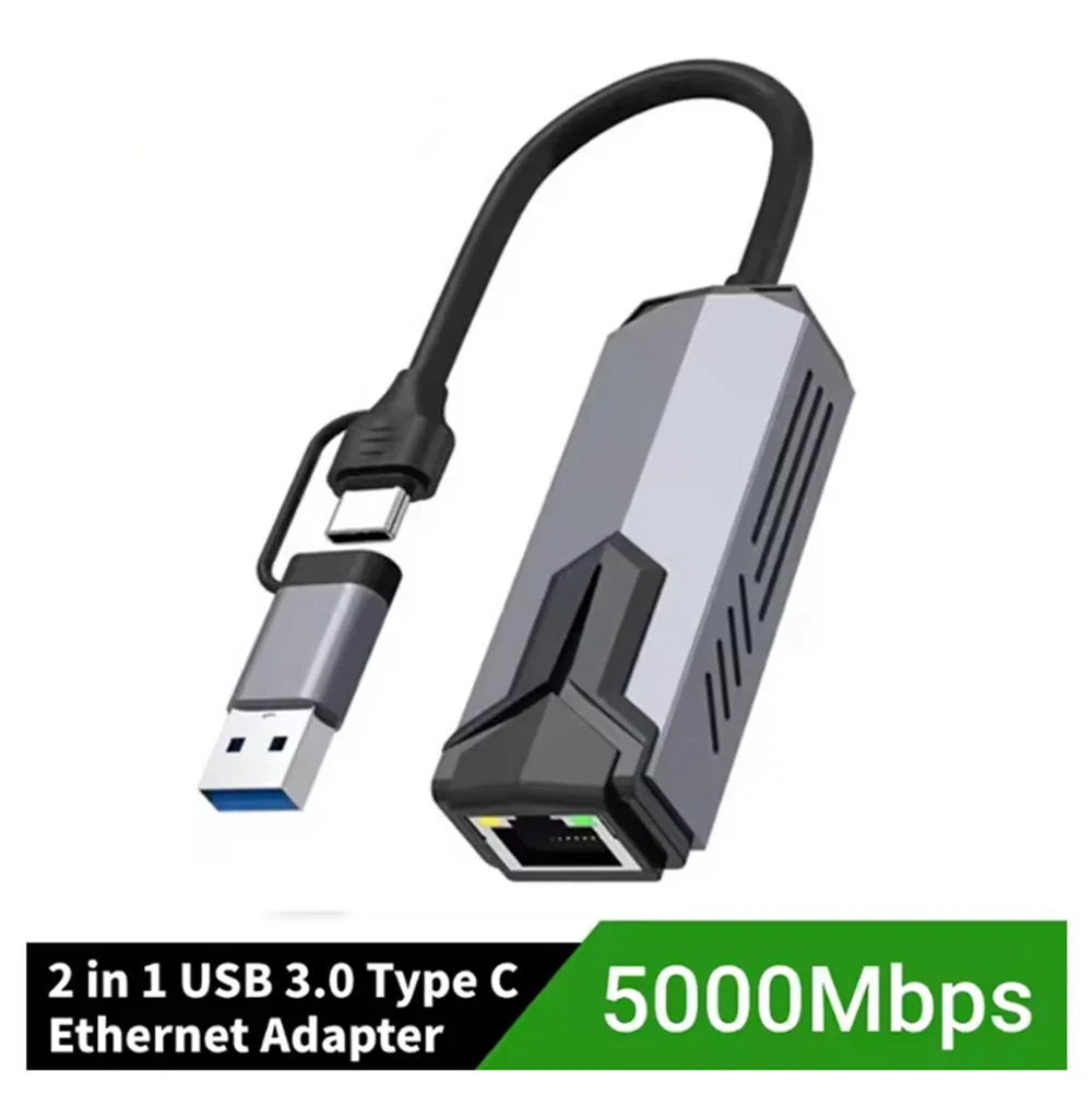 Tarjeta de red USB de 5000Mbps, adaptador con cable de alta velocidad de 5Gbps, concentrador convertidor Ethernet USB3.0 tipo C a RJ45 para MacBook Notebook y PC - imagen 2