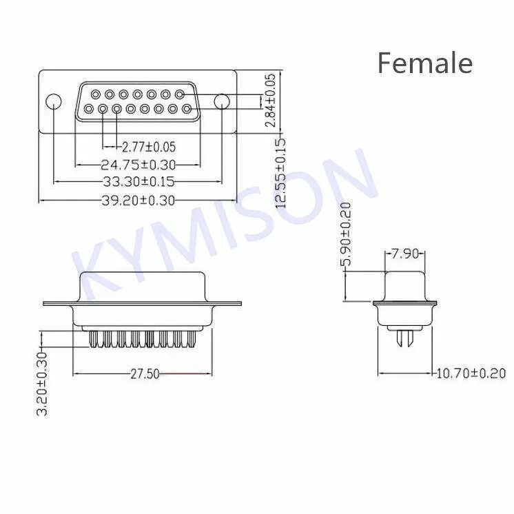 10 Uds RS232 DB15 15 pines hembra/macho 2 filas tipo soldadura enchufe D-SUB conector de enchufe macho cubierta de carcasa de montaje de plástico - imagen 3