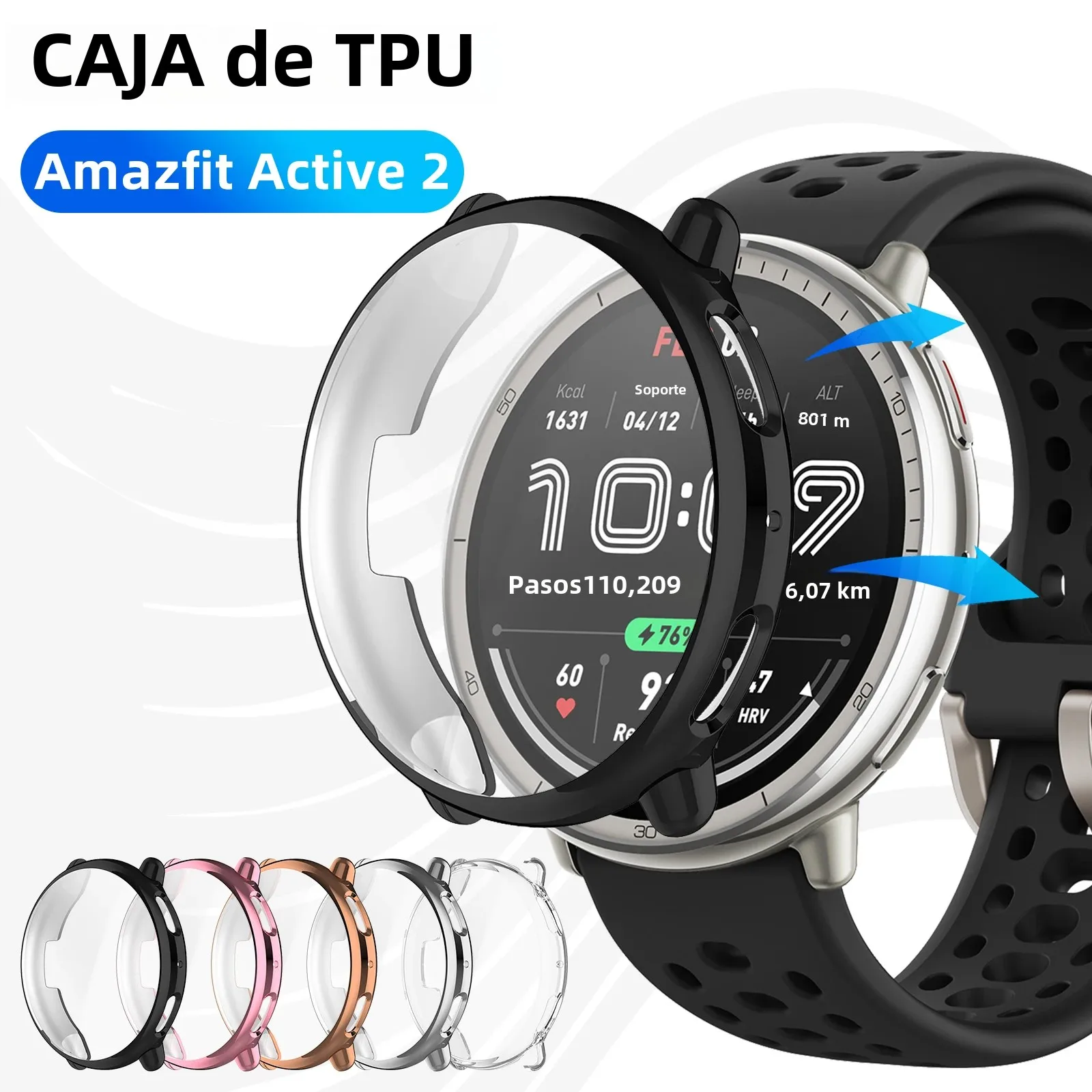Funda protectora de pantalla para Amazfit Active 2, carcasa protectora completa de TPU suave para accesorios Active2 - imagen 2