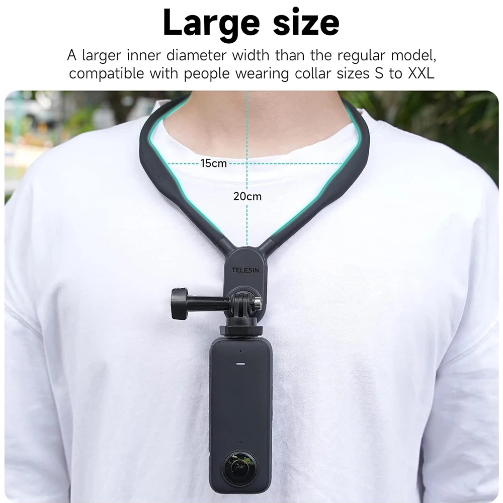 TELESIN SE soporte de cuello para GoPro Hero13 12 11 10 9 8 7 6 DJI OSMO Action 5 Pro 4 3 Insta360 X5 X4 DJI accesorios de Cámara de Acción - imagen 2
