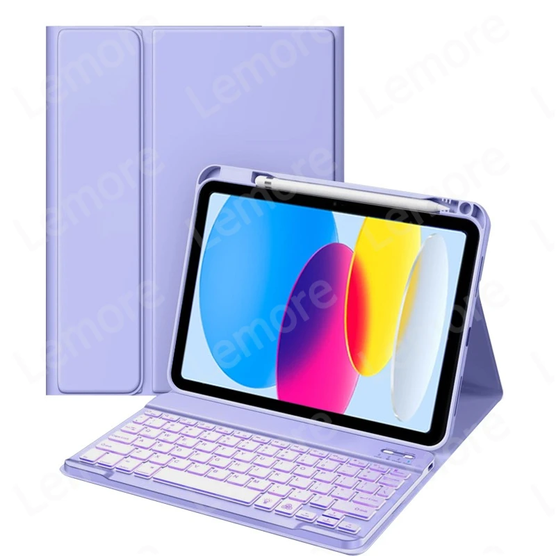 Funda con teclado para iPad A16 2025, teclado retroiluminado para iPad 11. a 10 a generación, Funda para tableta con soporte de 11 pulgadas y 10,9 pulgadas - imagen 2