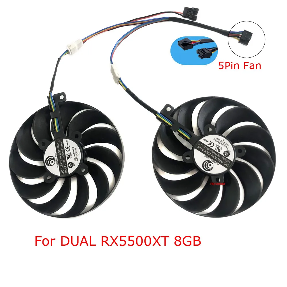 Ventilador de tarjeta gráfica PLD10010S12HH, ventilador de 4 pines para ASUS ROG STRIX RX 5500XT 8GB, Enfriador de 5 pines, para ASUS DUAL RX 5500 XT 8gb, 2 unidades por juego - imagen 5
