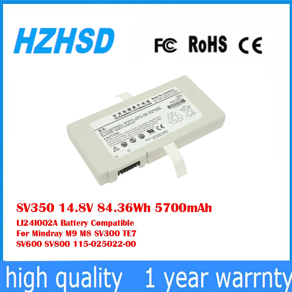 SV350 14,8 V 84,36Wh 5700mAh LI24I002A batería Compatible para Mindray M9 M8 SV300 TE7 SV600 SV800 115- 025022 -00
