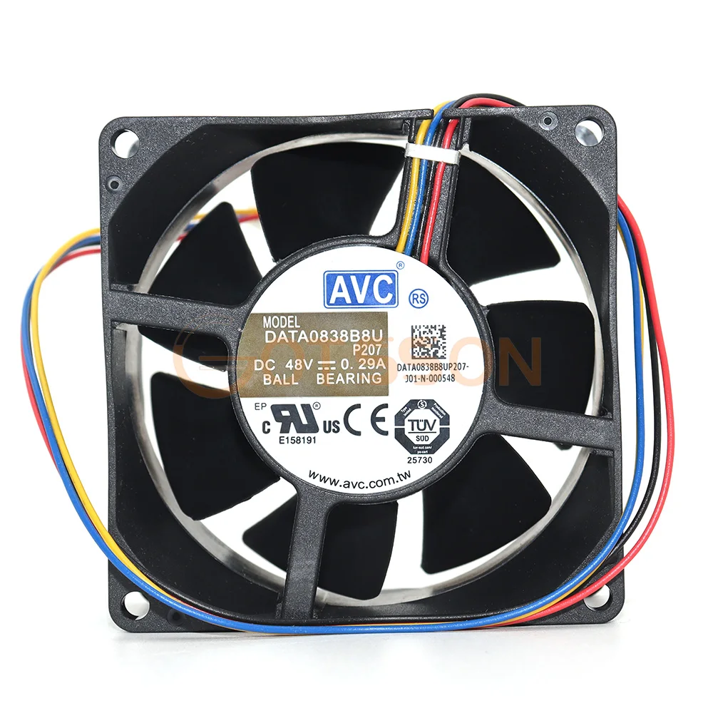 Para AVC DATA0838B8U 8038 8cm 80mm 48V 0.29A ventilador de refrigeración de doble rodamiento de bolas de 4 cables 80*80*38mm