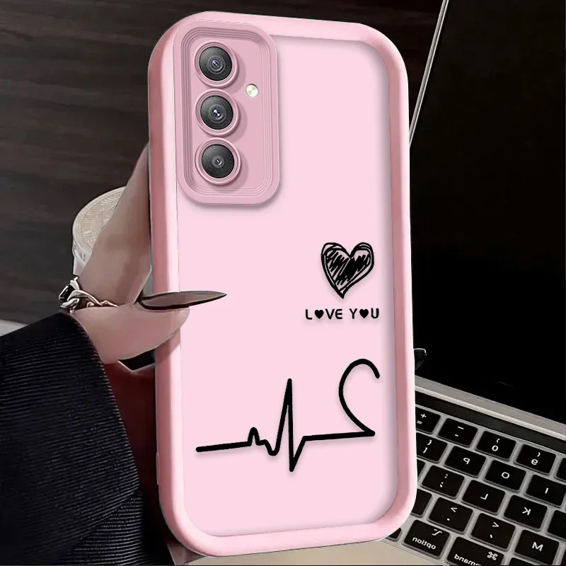 Funda de teléfono suave para Samsung Galaxy S24 S23 S25 Ultra S22 S21 Plus FE 5G A54 A34 A14 A73 A53 A33 5G Love Electrocardiogram - imagen 5