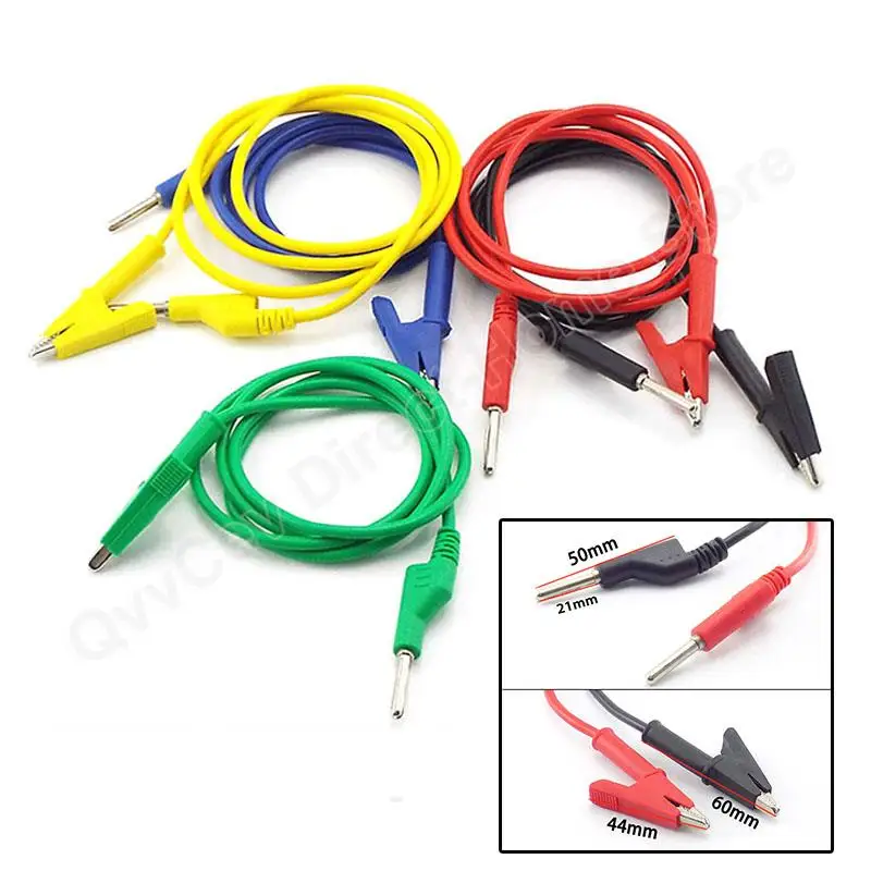 Cable de prueba de doble extremo, 15A, 18AWG, voltaje eléctrico, 4mm, conector Banana, pinza de cocodrilo, multímetro de cocodrilo, línea de prueba DIY
