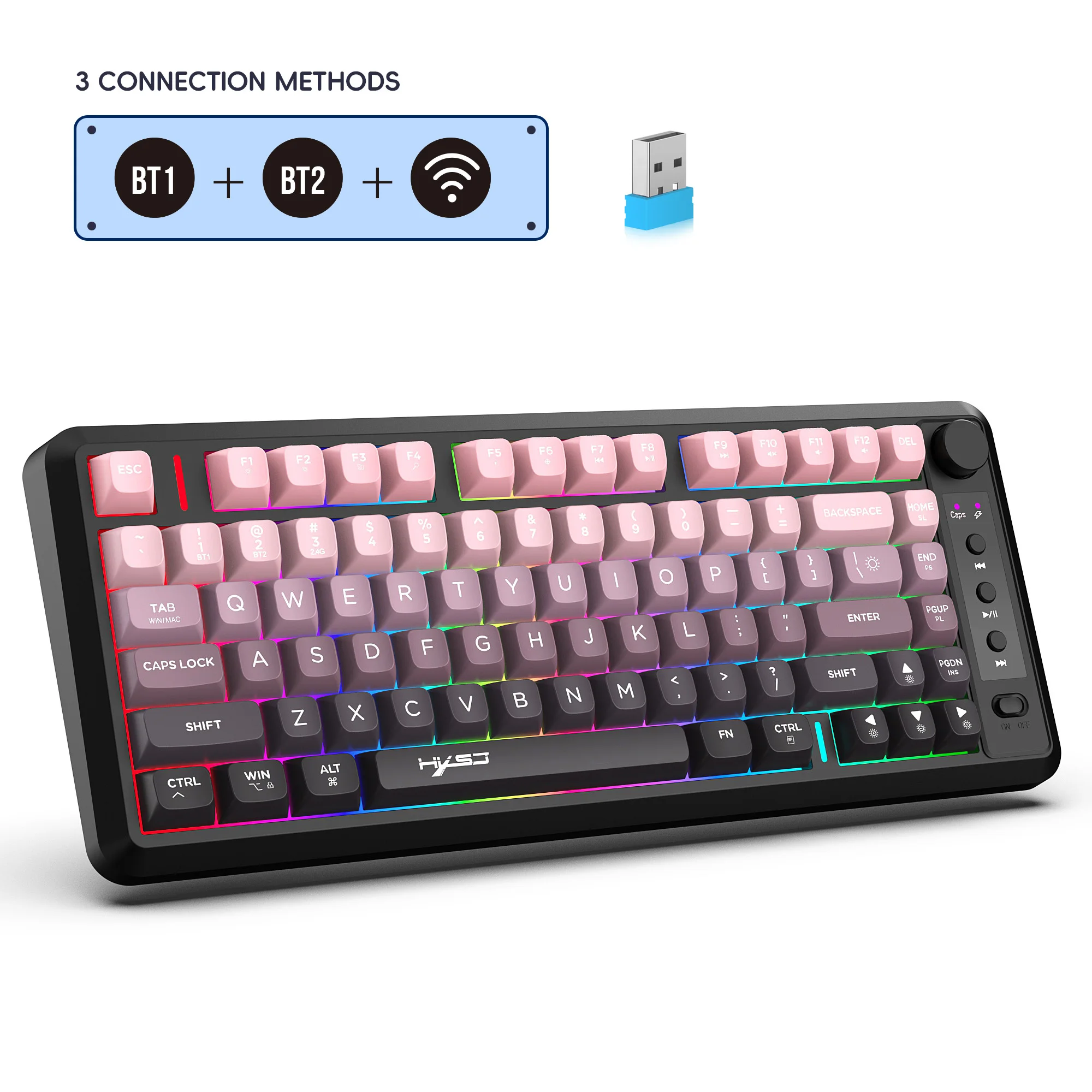 2025 nuevo HXSJ L400 teclado inalámbrico para juegos de 81 teclas y 3 modos teclado de membrana portátil retroiluminado Rgb ergonómico inalámbrico para ordenador portátil - imagen 2