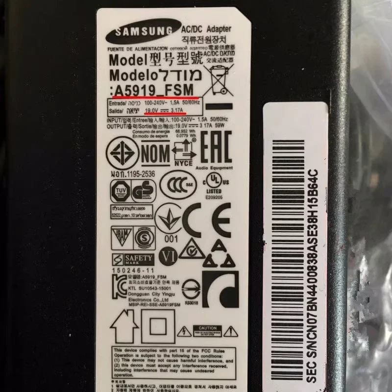 Nuevo para Samsung U32J592UQ adaptador de corriente modelo 19V3.17A 59W A5919_ FSM - imagen 3