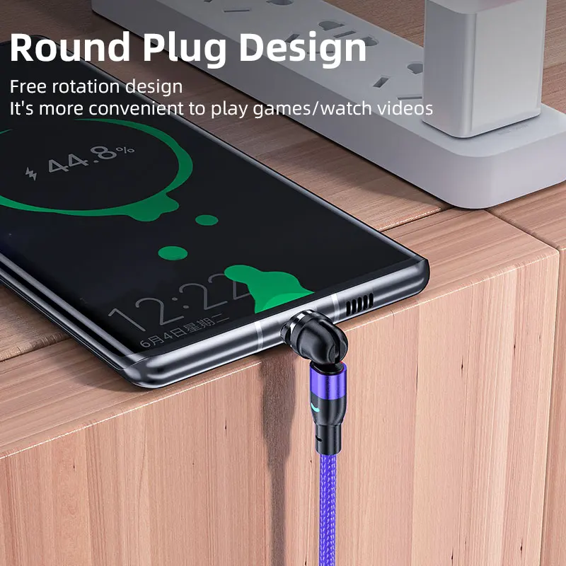 CQXSMAX-Cable magnético giratorio de 540 grados, Cable Micro USB tipo C para teléfono iPhone 13 Pro XS Max, Samsung y Xiaomi - imagen 5