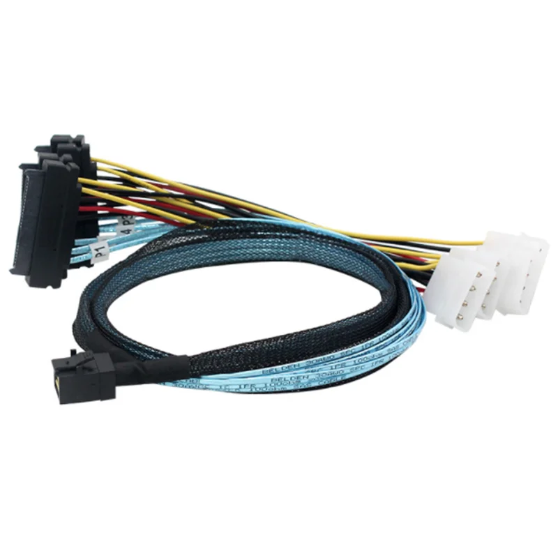 Alta calidad 50 cm 100 cm NUEVO Mini SAS interno SFF-8643 a (4) conectores SFF-8482 de 29 pines con 4 cables de alimentación SATA - imagen 2