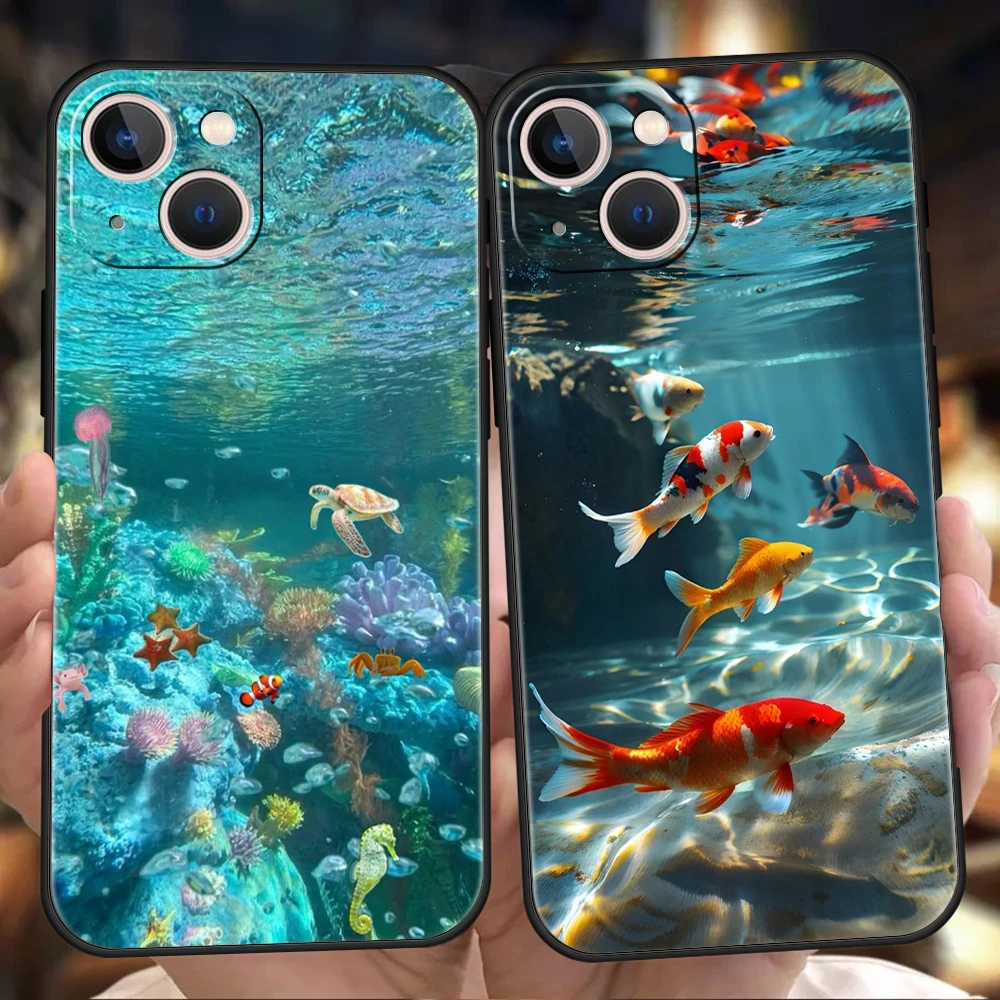 Luxury TPU Soft Phone Case For iPhone 17 Air 16E 16 11 15 14 Pro MAX 12 13 7 8 Plus X XR XS SE 2022 Cover Cartoon Cute Fish