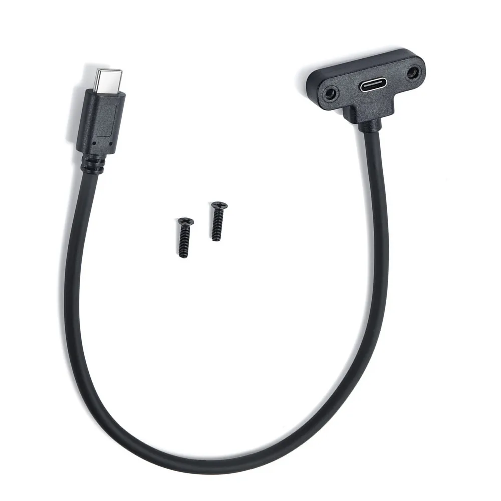 tipo c USB 90 °   Cable de carga tipo montaje en panel de extensión de ángulo macho a hembra, 1 pies, negro (tipo-c M/F) con tornillos de 0,3 M - imagen 5
