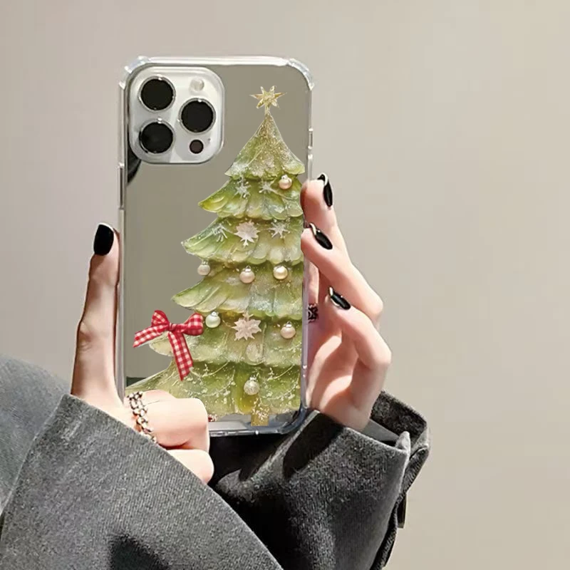 Funda de teléfono acrílica con diseño de árbol de Navidad de cristal para iPhone 17 16 15 14 13 12 11 Pro Max XS X XR 7 8 Plus - imagen 3