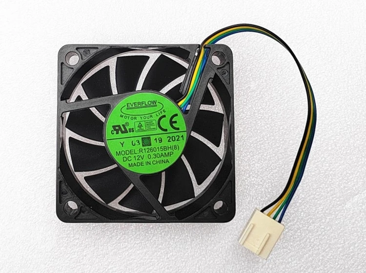 Ventilador de refrigeración PWM, Enfriador de rodamiento de bolas Dual, 60mm, 6cm, R126015BH, 0.30A, Everflow, 60x60x15mm, 5200RPM, nuevo - imagen 2
