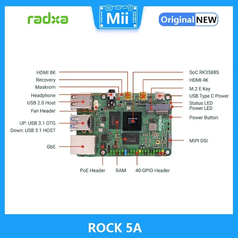 RADXA ROCK 5A RK3588S, alto rendimiento, 8 núcleos 64 bits - imagen 2