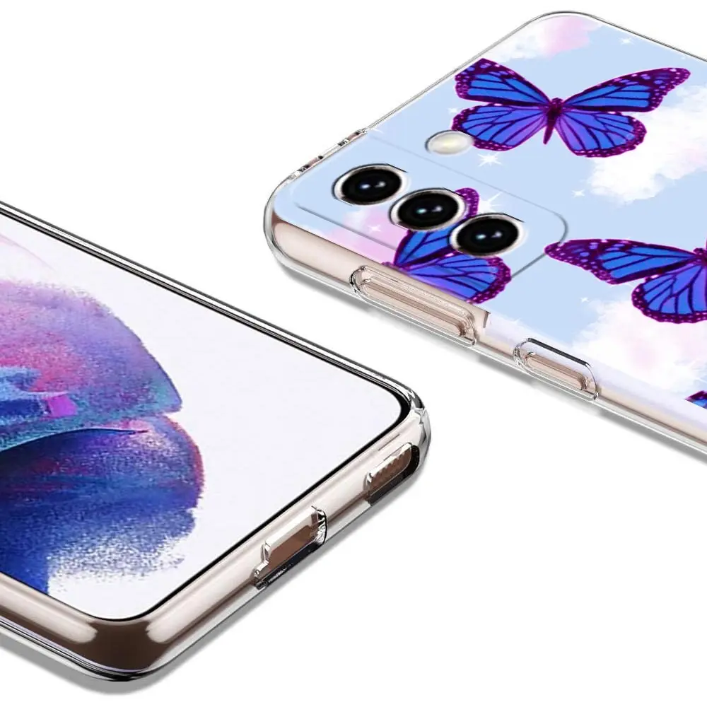 Funda de teléfono a prueba de golpes de cristal de mariposa para Samsung Galaxy S23 Ultra S22 5G S20 S21 FE 5G S10E S9 S8 S10 Plus, funda transparente suave - imagen 5