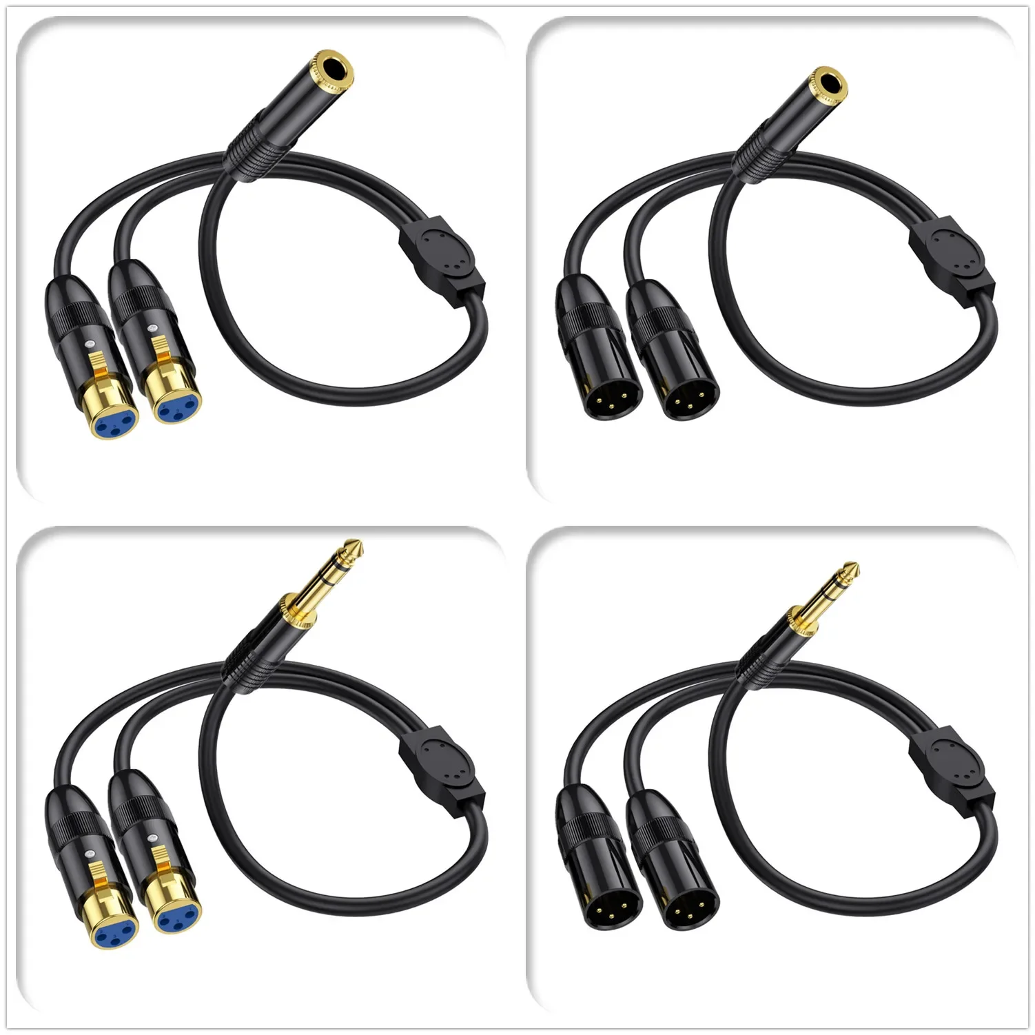 6,35mm TRS macho a doble XLR macho hembra micrófono estéreo adaptador convertidor de Audio desequilibrado Y Cable dividido Jack 6,5mm a 2 XLR