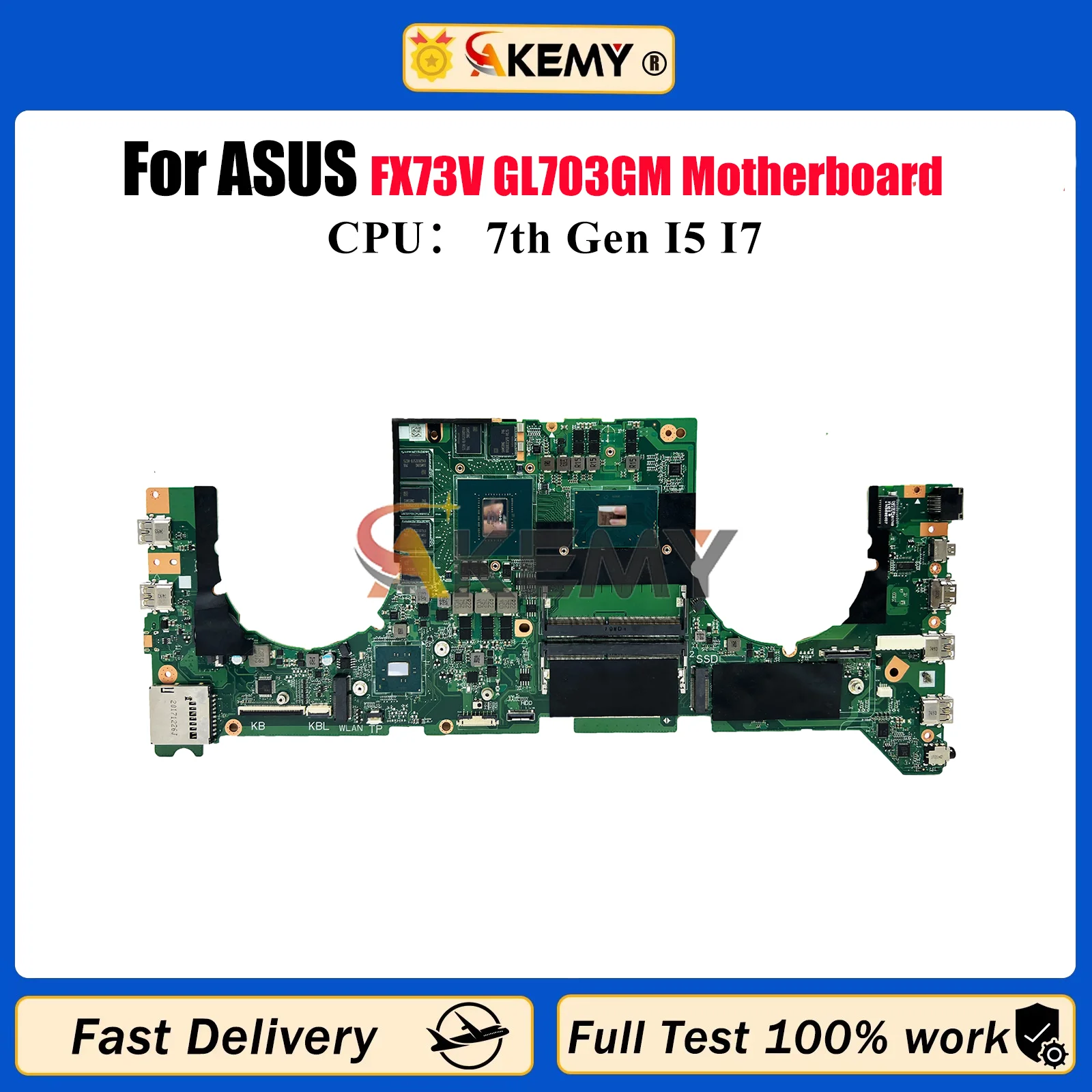 Placa base para ordenador portátil GL703VM para ASUS ROG Strix GL703V FX73V GL703GM placa base para portátil con CPU I5 I7 100% pruebas OK envío rápido